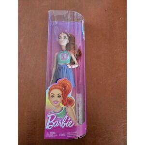 Barbie Doll Red Hair High Ponytail Teal B Top Purple Skirt Mattel HYT90 NEW